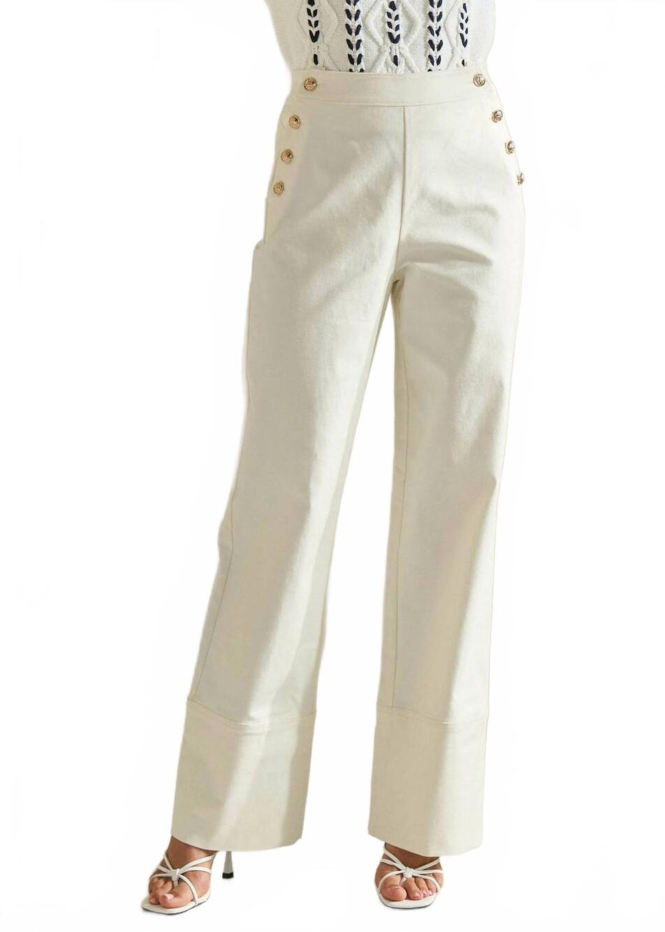 NEW ABLE wide leg button trousers in white